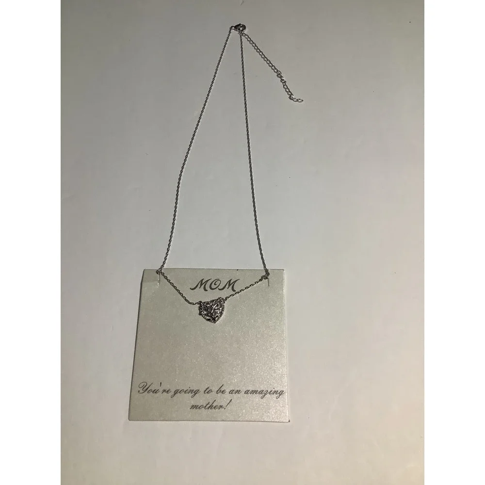 Mom Heart Tree of Life Necklace Women OS Silver‎ Tone Filigree